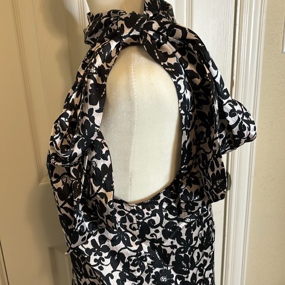 Diane von Furstenberg Black & Cream Halter Tie Top - Picture 4 of 10